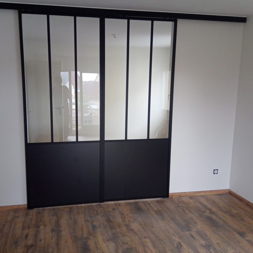 double porte coulissante noire