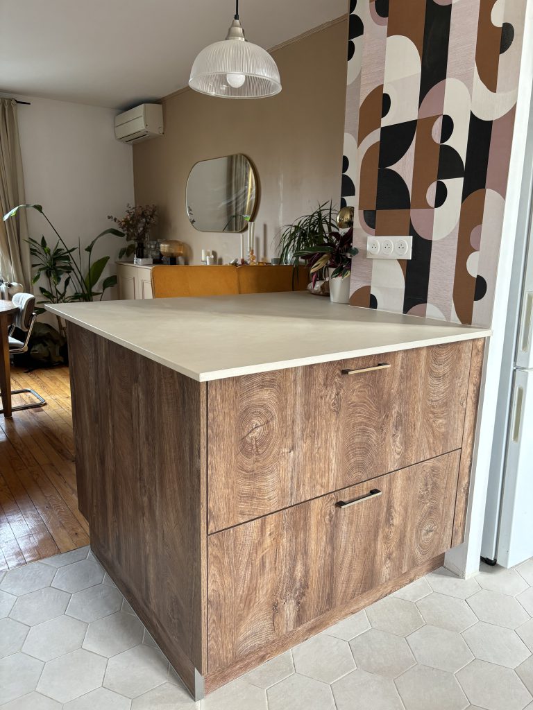 ilot central bois cuisine